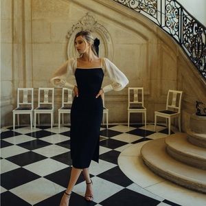 Bridal Dress - sheer sleeve bodycon mini dress